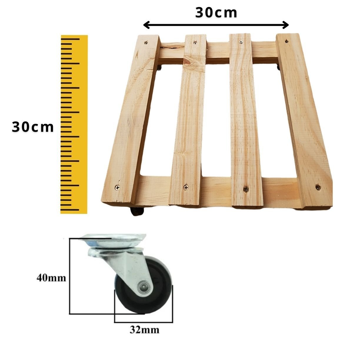 Kit 4 Carrinho Suporte com Rodas para Vaso Planta Giratório - 7