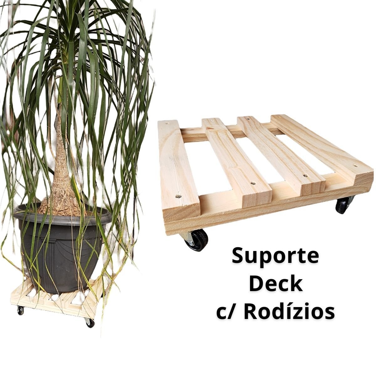 Kit 4 Carrinho Suporte com Rodas para Vaso Planta Giratório - 4