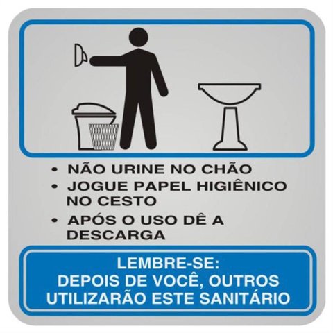Placa de Alumínio Auto-adesiva 12x12cm Educativa Sanitario Masculino - 900 Ad - Sinalize Placa 12x12