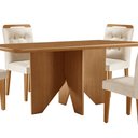 Ver imagem 7 de Mesa de Jantar Evora 120cm Mdf Canto Copo e 4 Cadeiras Carol