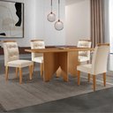 Ver imagem 1 de Mesa de Jantar Evora 120cm Mdf Canto Copo e 4 Cadeiras Carol