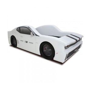 Cama Carro Chevy Solteiro Estofada com Rodas Embutidas - Cor Branca