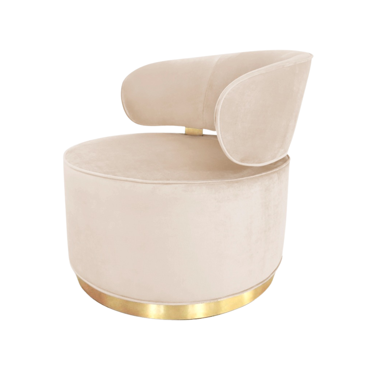 Poltrona Decorativa Florença Base Cromo Dourado Veludo MQ Decor - Off white veludo