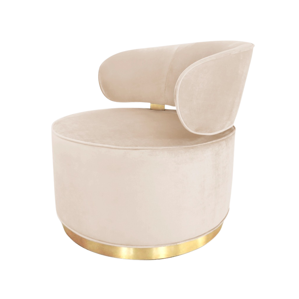 Poltrona Decorativa Florença Base Cromo Dourado Veludo MQ Decor - Off white veludo - 1