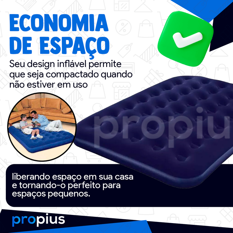 Colchão Inflável Casal 191x22x137cm Queen Cama Multiuso Resistente Colchonete Suporta Grande Portáti - 4