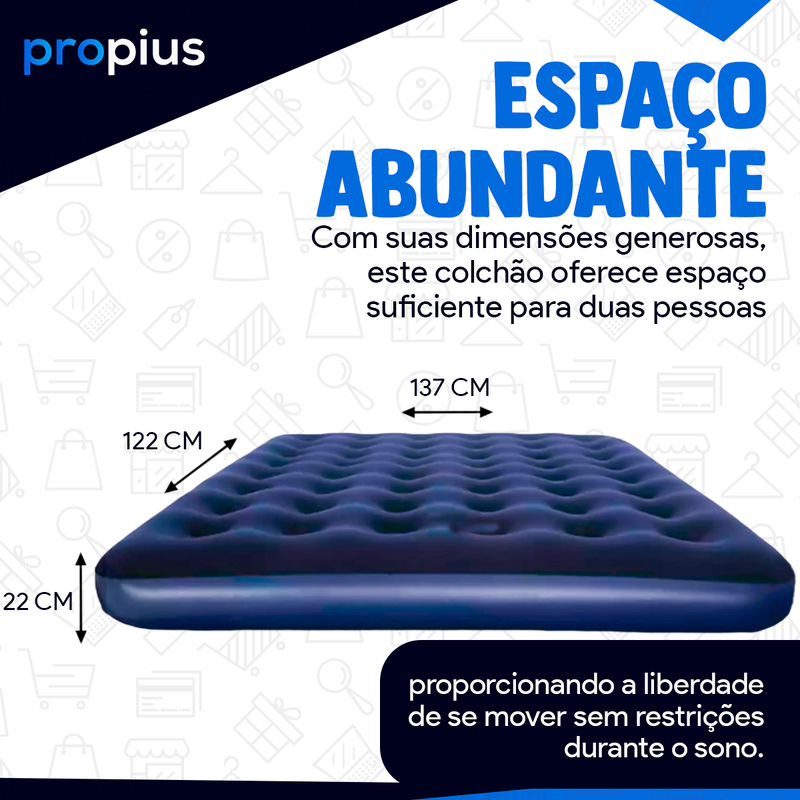 Colchão Inflável Casal 191x22x137cm Queen Cama Multiuso Resistente Colchonete Suporta Grande Portáti - 2