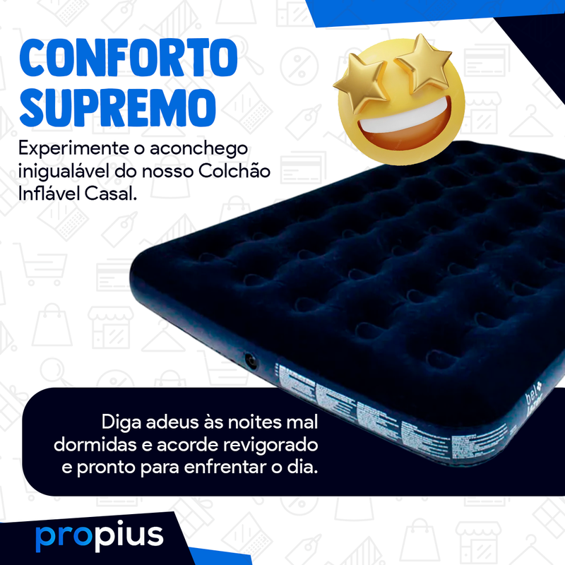 Colchão Inflável Casal 191x22x137cm Queen Cama Multiuso Resistente Colchonete Suporta Grande Portáti - 3