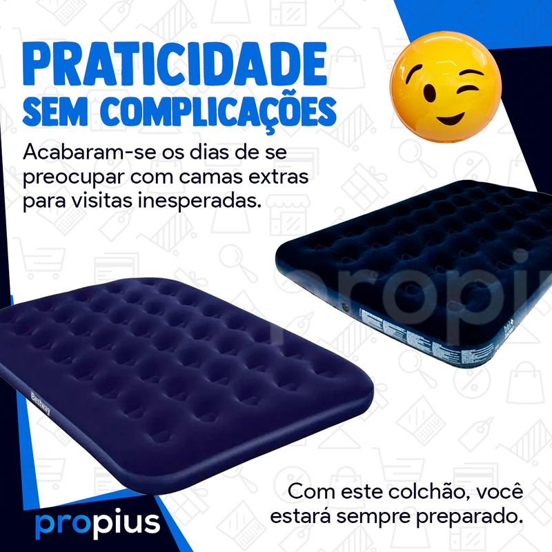 Colchão Inflável Casal 191x22x137cm Queen Cama Multiuso Resistente Colchonete Suporta Grande Portáti - 10