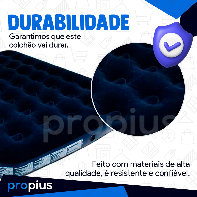 Colchão Inflável Casal 191x22x137cm Queen Cama Multiuso Resistente Colchonete Suporta Grande Portáti - 8
