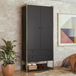 Closet Industrial Modulo 2 Portas 2 Gavetas Preto - Olivar Móveis - 1