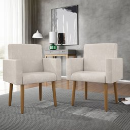 Poltrona Decorativa - Cadeira Escritório - Black Friday Cor:bege - 2