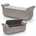 Ver imagem 2 de Recamier com Baú Retrô 88cm em Tecido Tipo Linho