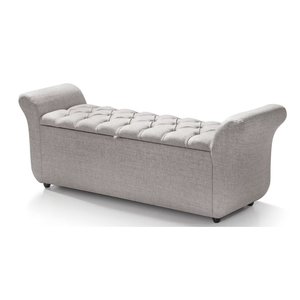 Recamier com Baú Retrô 88cm em Tecido Tipo Linho