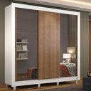 Ver imagem 1 de Guarda-Roupa Casal Madesa Mônaco 3 Portas de Correr com Espelhos com Pés Branco/Rustic Cor:Branco/Ru