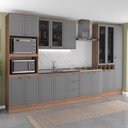 Ver imagem 1 de Cozinha Completa com Balcão Milla Element 17 Portas 3 Gavetas MDF-MDP 380cm Nogal com Cinza Titâ