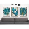 Quadros decoração De Parede Sala Quarto Trio Flores E Borboletas Azuis - Preto - 3