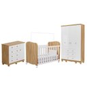 Ver imagem 2 de Quarto de Bebê Guarda-Roupa 4 Portas Cômoda e Berço MDF Mimo Espresso Móveis Branco Brilho/Amêndoa