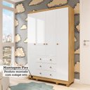 Ver imagem 5 de Quarto de Bebê Guarda-Roupa 4 Portas Cômoda e Berço MDF Mimo Espresso Móveis Branco Brilho/Amêndoa