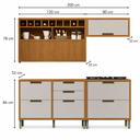 Ver imagem 3 de Cozinha Modulada Completa Imperatriz 4 Peças 100% MDF Marrom/Off White - Nesher