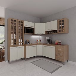 Cozinha Modulada Completa Fidelitá Paris 7 Peças 410cm 16 Portas 3 Gavetas com Tampo - 1