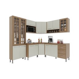Cozinha Modulada Completa Fidelitá Paris 7 Peças 410cm 16 Portas 3 Gavetas com Tampo - 3