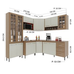 Cozinha Modulada Completa Fidelitá Paris 7 Peças 410cm 16 Portas 3 Gavetas com Tampo - 4