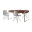 Ver imagem 2 de Mesa Jantar Industrial Retangular Filadélfia Amêndoa 137x90cm com 4 Cadeiras Brancas Eames Base Ferr
