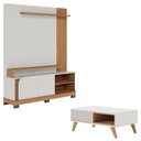Ver imagem 1 de Estante Home Theater Jurerê 1.5 Off White Matte Freijó com Mesa de Centro Jeri Off White Freij