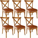 Ver imagem 1 de Kit 06 Cadeiras para Sala de Jantar e Estar Living Estofada Ávila L02 Couríssimo Camel - Lyam