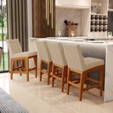 Ver imagem 3 de Kit 04 Banquetas Baixa Cozinha Bancada Bar Sala Jantar Fixa Mila L02 Linho Bege Escuro - Lyam Decor