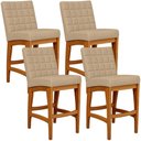 Ver imagem 2 de Kit 04 Banquetas Baixa Cozinha Bancada Bar Sala Jantar Fixa Mila L02 Linho Bege Escuro - Lyam Decor