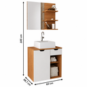 Ver imagem 3 de Conjunto para Banheiro com Gabinete Cuba e Espelheira 60cm Amêndoa/Branco - Tecno Mobili