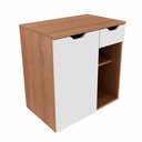 Ver imagem 3 de Conjunto para Banheiro com Gabinete, Cuba e Espelheira 1 Porta 1 Gaveta Amêndoa/Branco Tecno Mobili