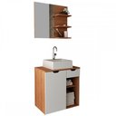 Ver imagem 2 de Conjunto para Banheiro com Gabinete, Cuba e Espelheira 1 Porta 1 Gaveta Amêndoa/Branco Tecno Mobili