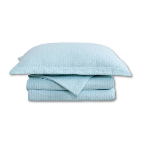 Colcha Matelassê - King Size - Pliê - Azul - C/ Porta Travesseiro - Camesa