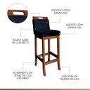 Ver imagem 3 de Kit 3 Banquetas Média Estofada Milão com Encosto 94 cm Madeira Maciça Suede Preto CCS