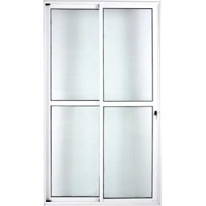 Porta de Aluminio Sacada 2 Folhas Móveis com Fechadura Linha Premium:2,10 X 1,50/branco