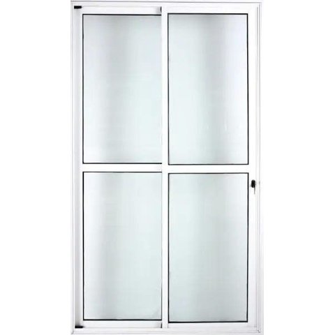 Porta de Aluminio Sacada 2 Folhas Móveis com Fechadura Linha Premium:2,10 X 1,50/branco