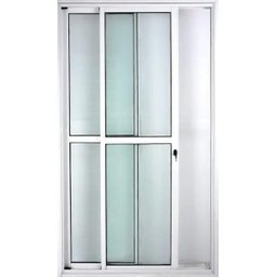 Porta de Alumínio de Correr Balcão 2 Folhas Móveis 210 x 150 Branco Linha 25 com Chave - 2