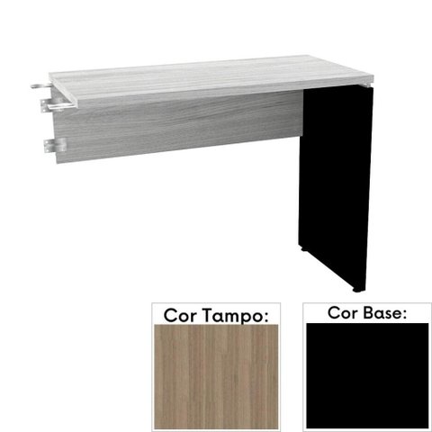 Mesa de Escritório Complemento 90 x 45cm Pé Painel Pe25 em Mdp Cor Noce Naturalle e Base Preta