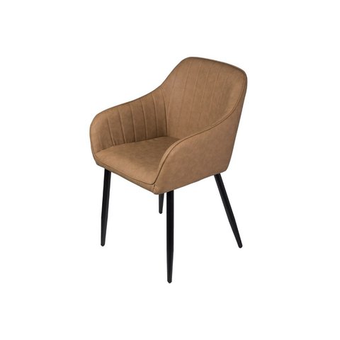 Cadeira Volga com Braço e Base Metal:Caramelo