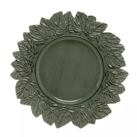 Sousplat Lyor Garden Leaf de Plástico Verde 35cm