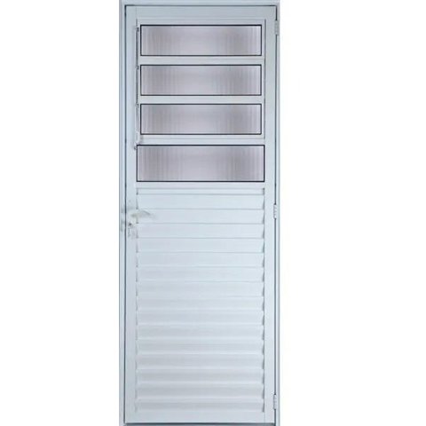 Porta de Alumínio Basculante Cor Branco 210 x 80 Esquerda Linha All Modular
