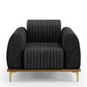Ver imagem 7 de Kit Sofá 2 Lugares 150cm com 2 Poltronas Molino Pés D'ouro D02 Linho Chumbo D-465 - Lyam Decor