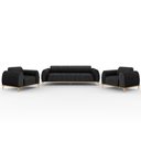 Ver imagem 1 de Kit Sofá 2 Lugares 150cm com 2 Poltronas Molino Pés D'ouro D02 Linho Chumbo D-465 - Lyam Decor