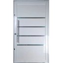 Ver imagem 1 de Porta Pivotante de Alumínio Lambril Cor Branco 2,10 X 1,00 com Frisos Puxador e Kit Fechadura