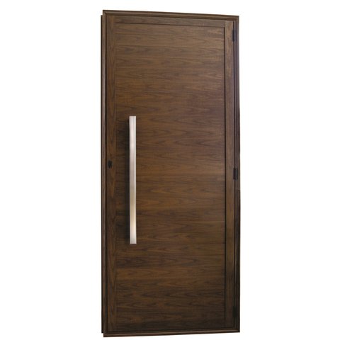 Porta de Alumínio Lambril com Puxador Cor Amadeirada 210 x 90 Direita Linha All Soft