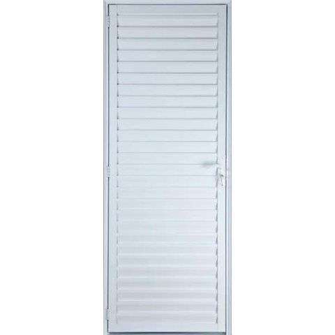 Porta de Alumínio Palheta 210 x 70 Esquerda Linha All Modular Cor Branco