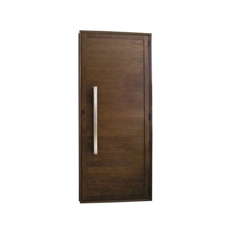 Porta de Alumínio Lambril com Puxador Cor Amadeirada 210 x 80 Direita Linha All Soft