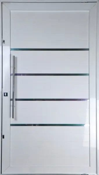 Menor preço em Porta Pivotante de Alumínio Lambril Cor Branco 2,20 X 1,20 Direita c/ Puxador e Kit Fechadura
